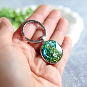 brokatowy breloczek z żywicy