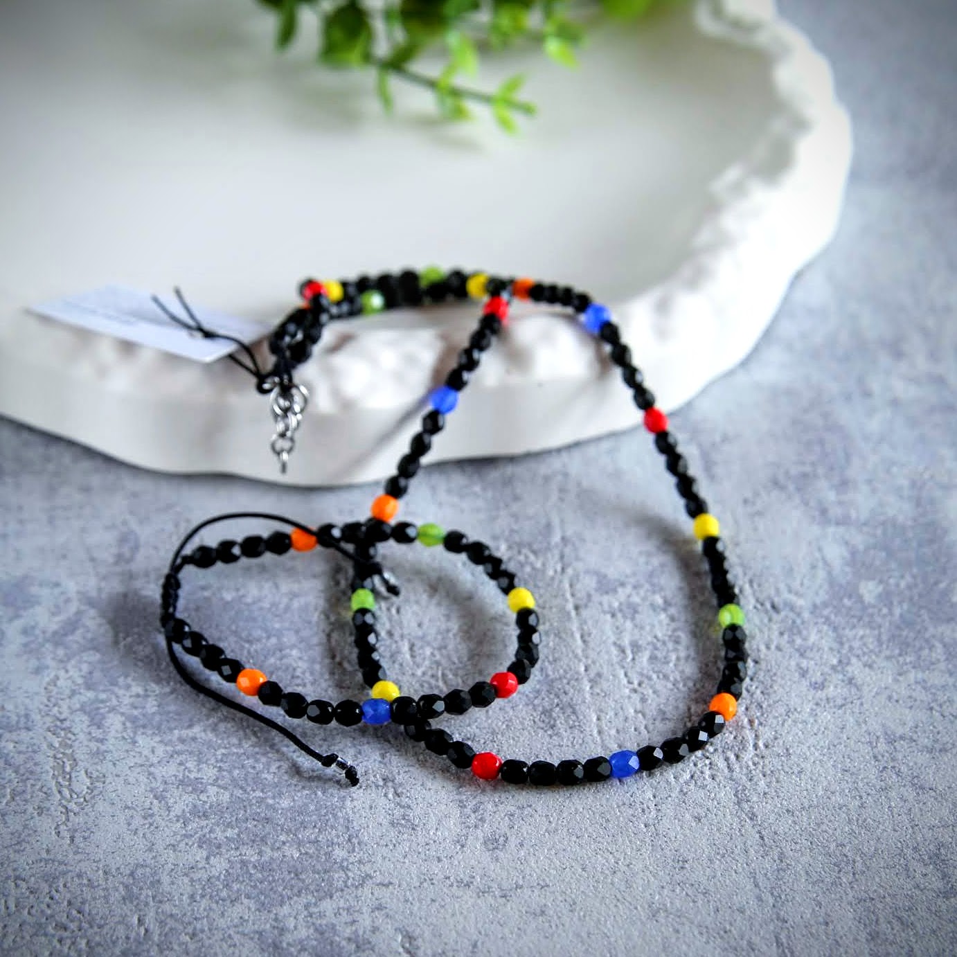 naszyjnik i bransoletka z koralików