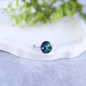 Brokatowy Pierścionek z Żywicy - Cosmos Srebrny